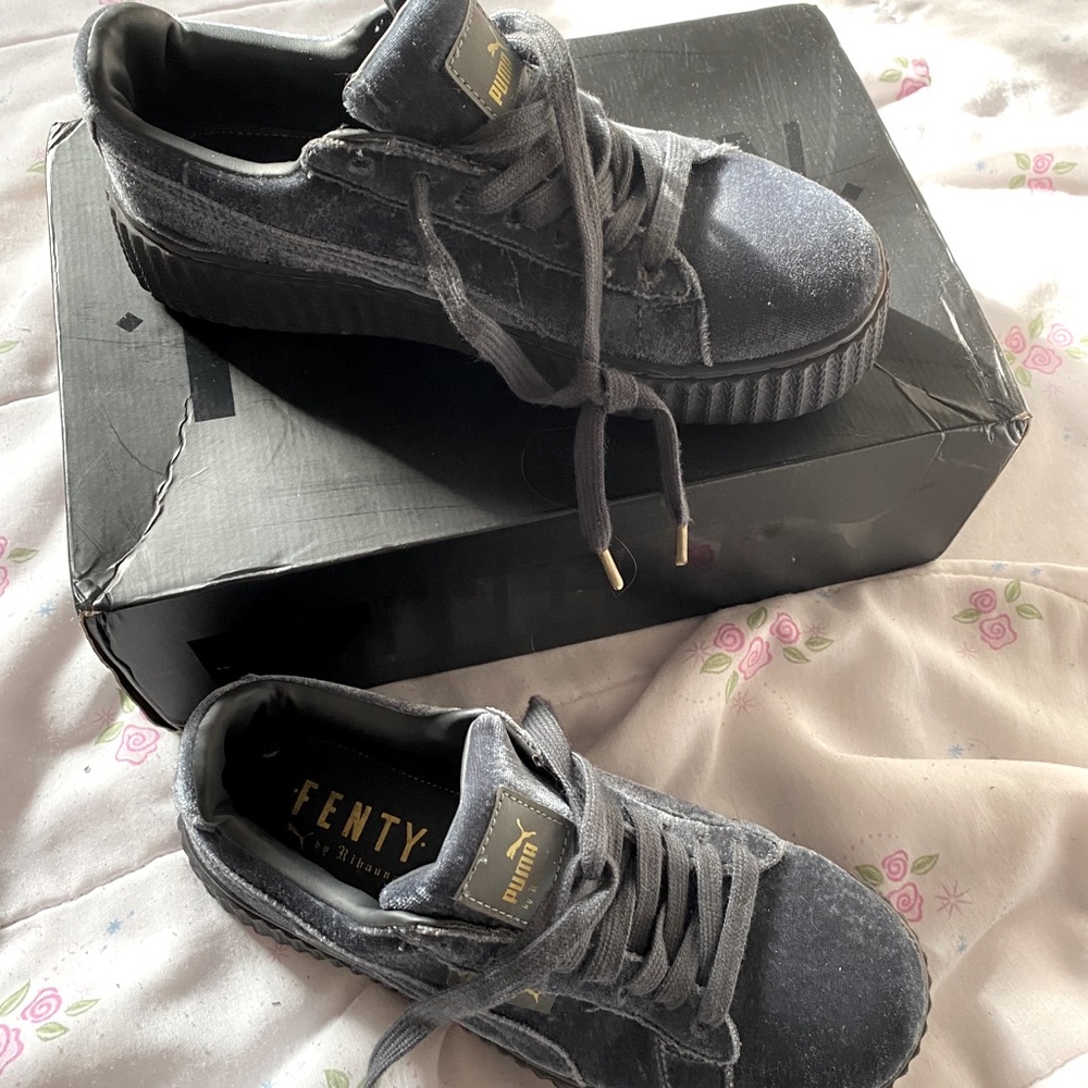 Grey velvet fenty pumas